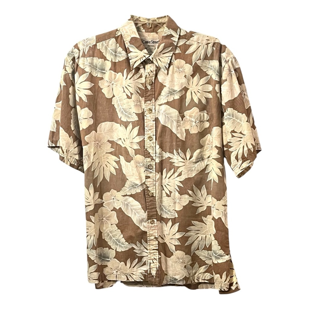 Cotton Hawaiian Reverse-Motif Vacation Cruisewear Travel Camp Cabana Shirt NWOT